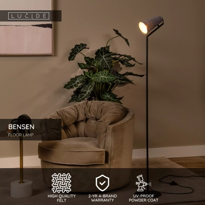 BENSEN - Lampa podłogowa - 1xE14 - Grey 05753/81/36 Lucide
